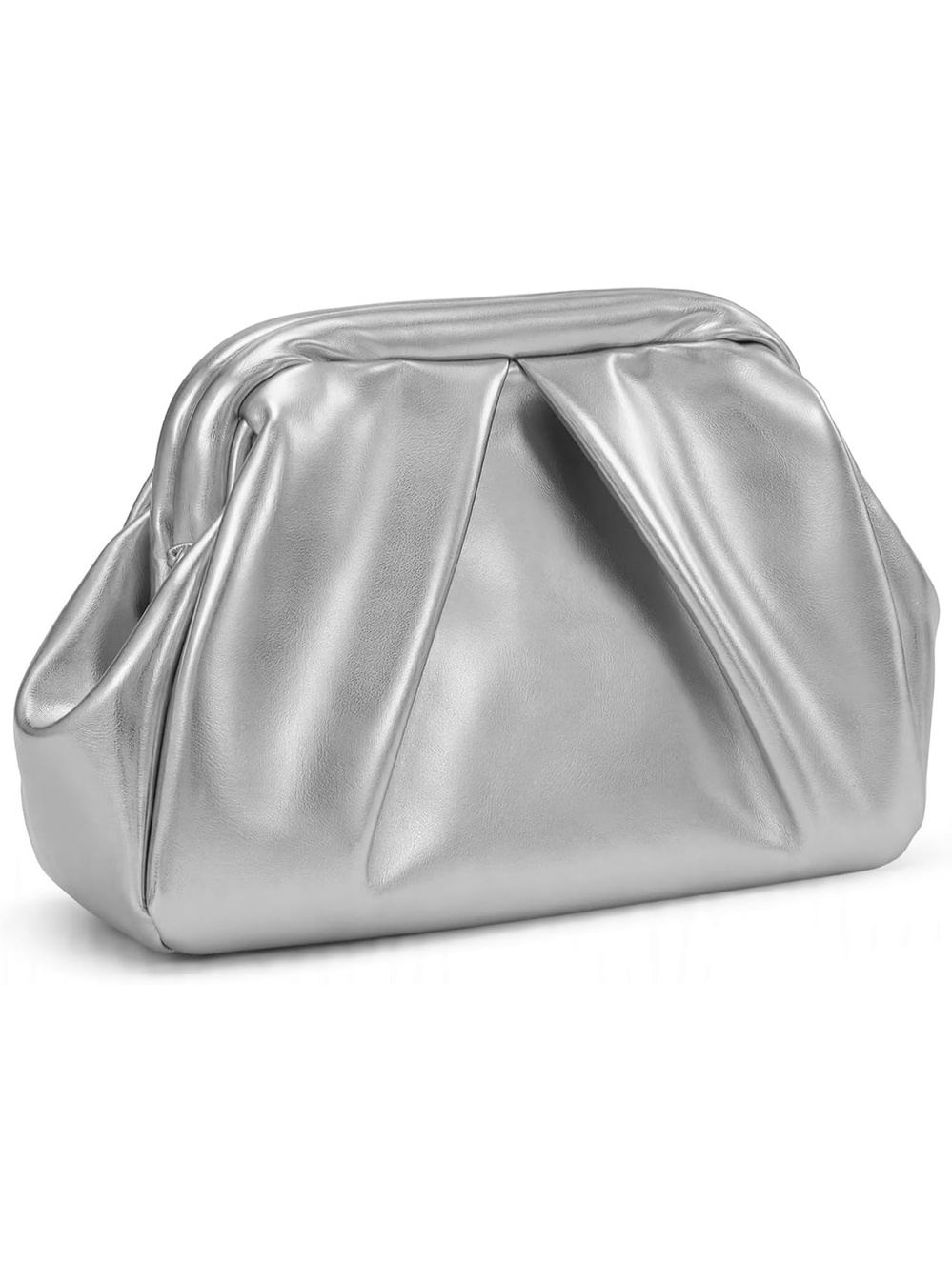〽️ Women's Silver Clutch Purse Polyester With Detachable Chain Evening Bag
